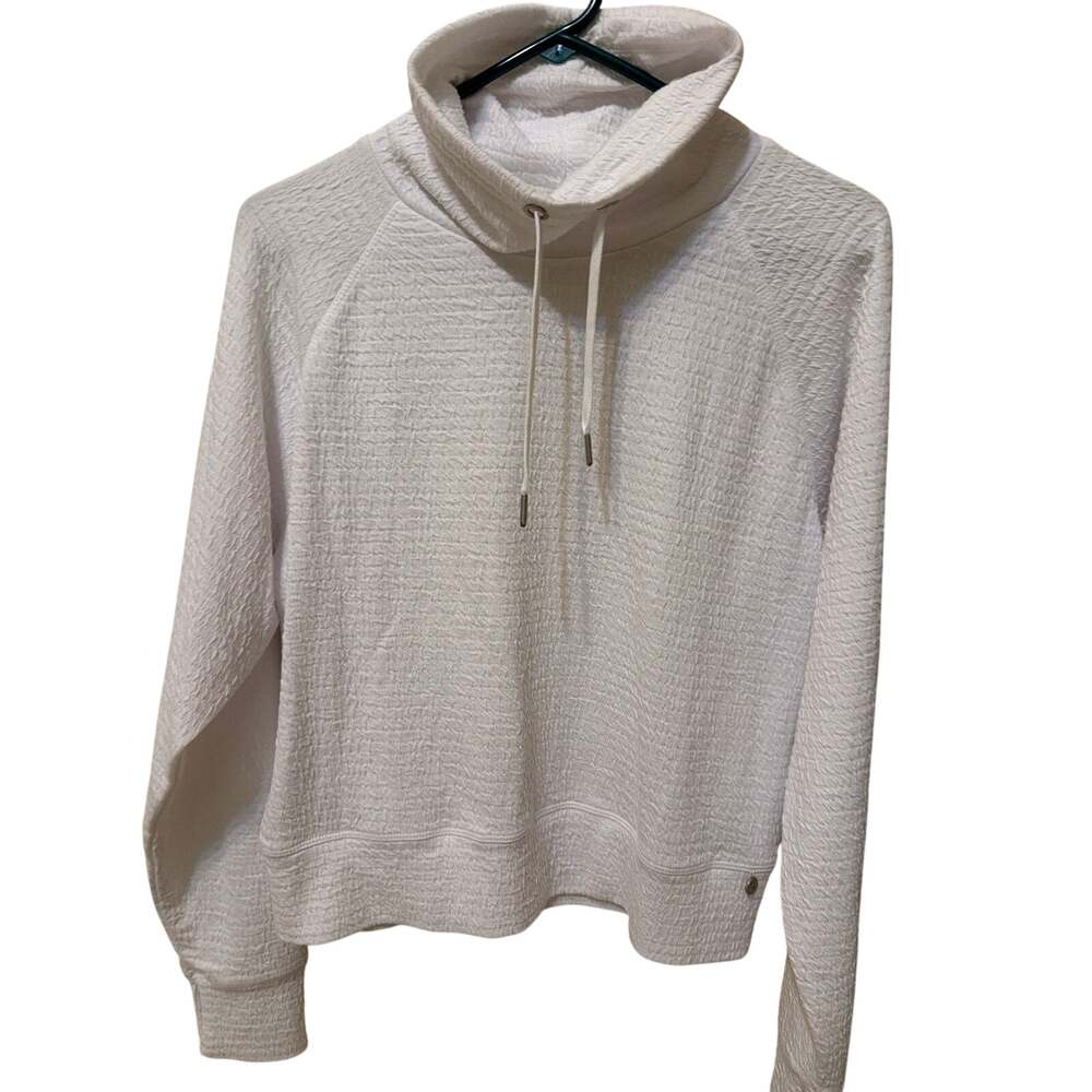Danskin White Funnel Neck Textured Sweatshirt Women's Size Small Athleisure EUC